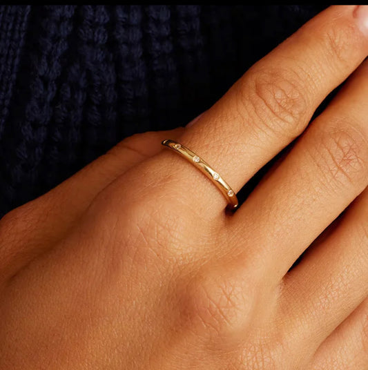 Tiny crystal thin ring