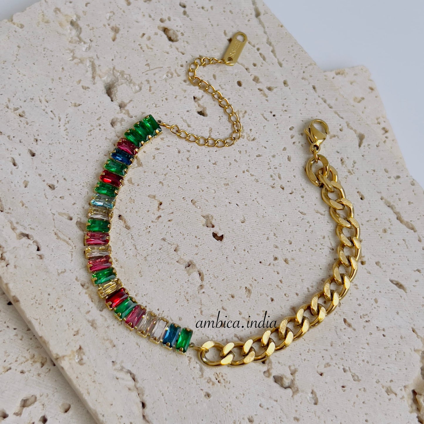 Link with multicolour crystal bracelet