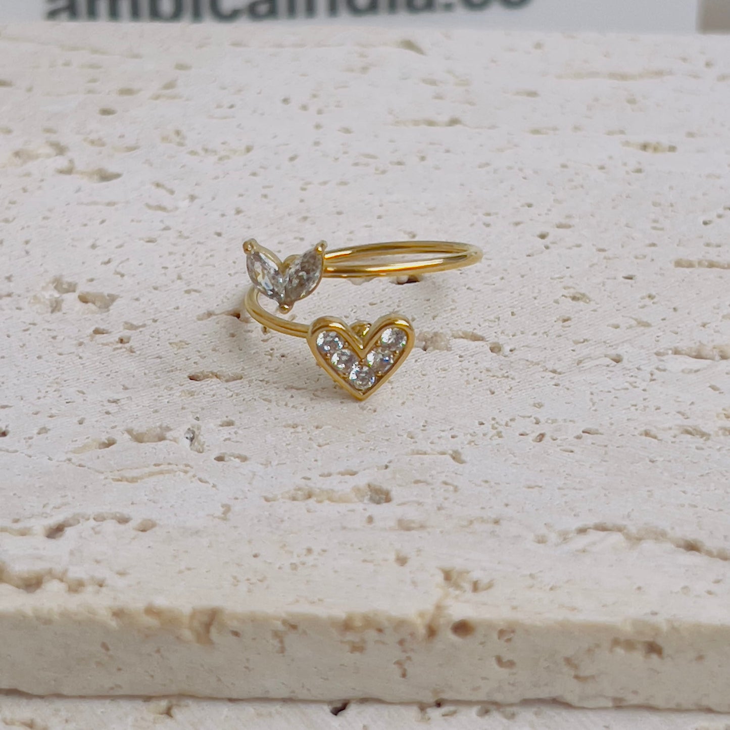 White crystal Heart cross ring