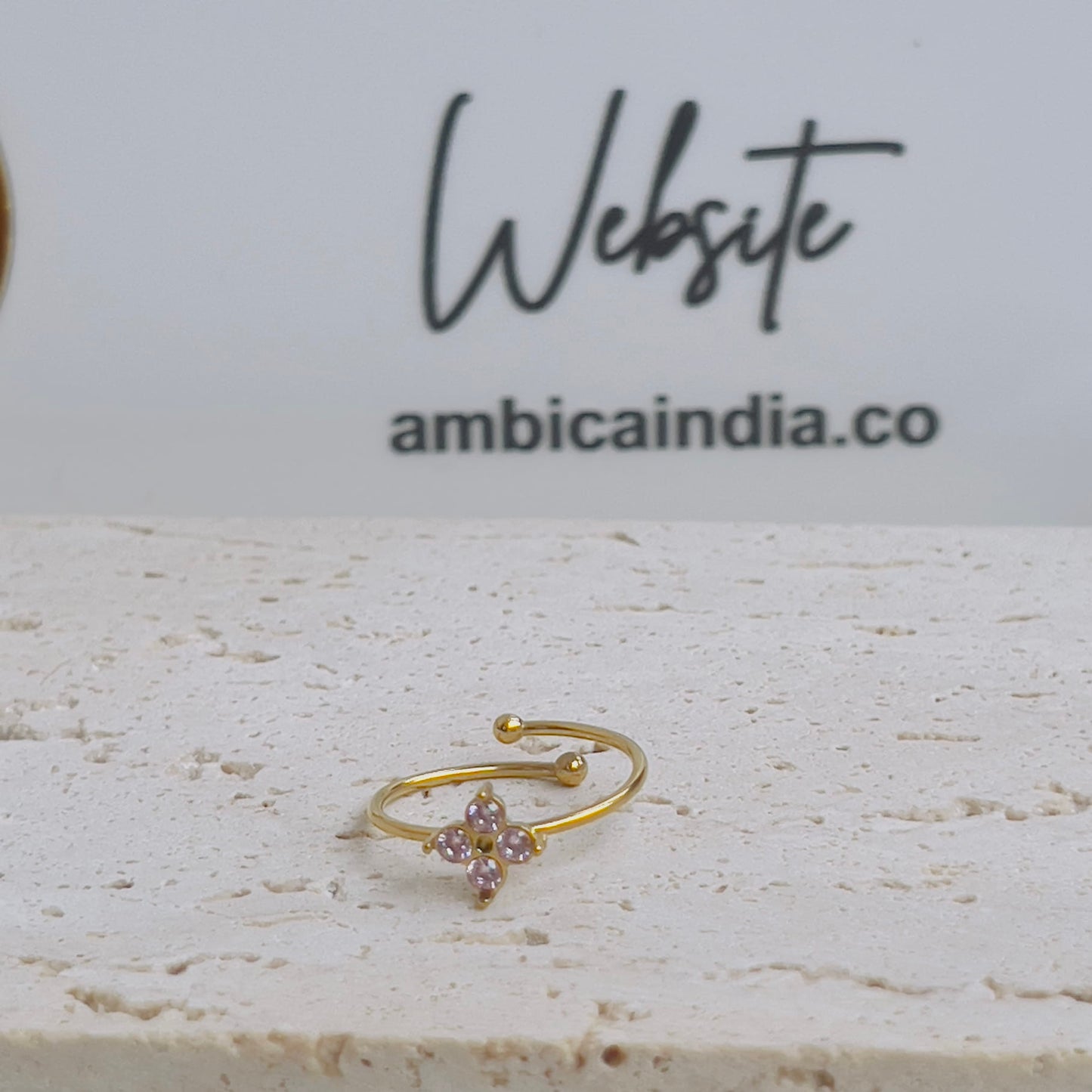 Tiny pink flower ring