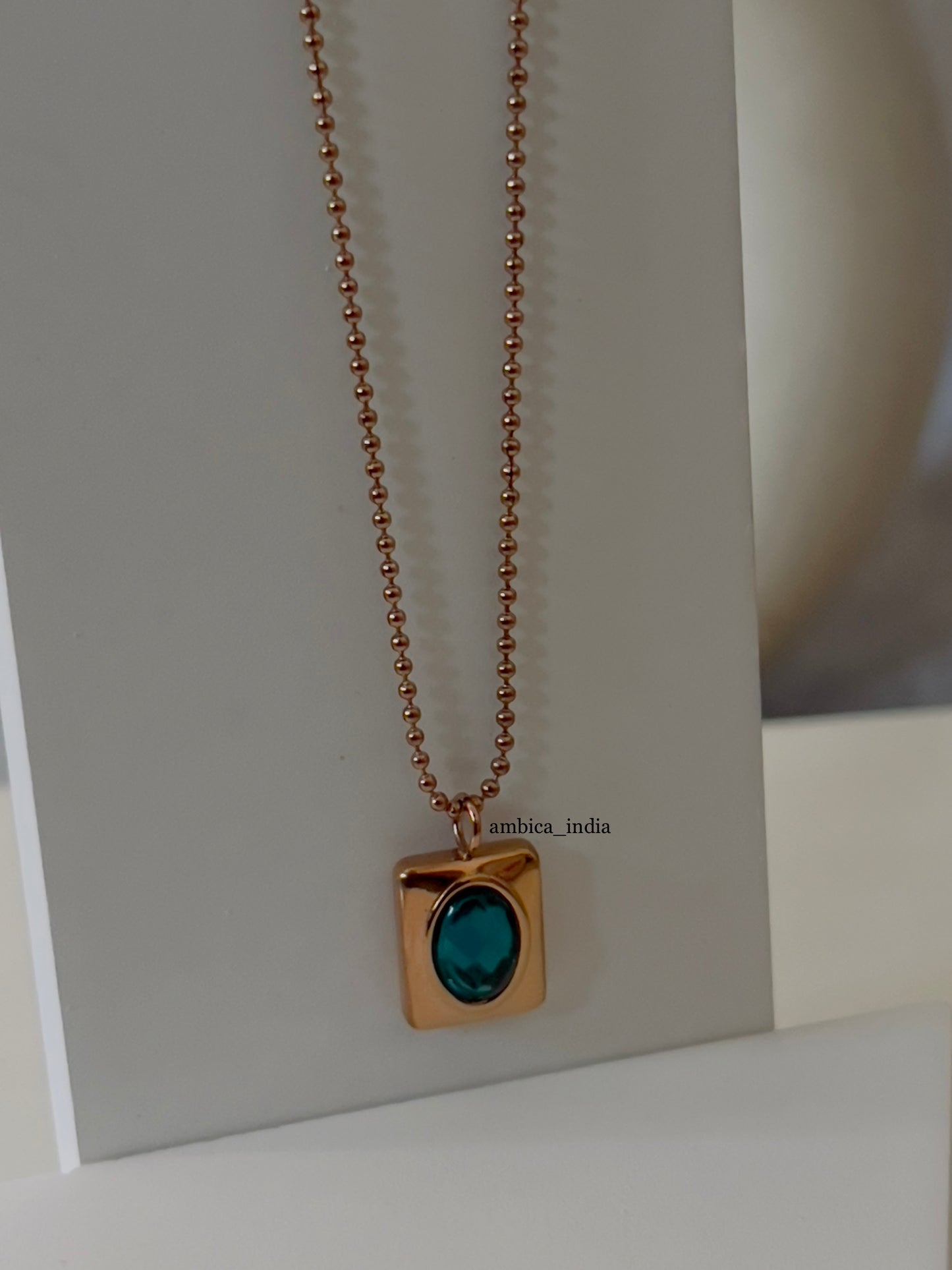 Green square crystal necklace