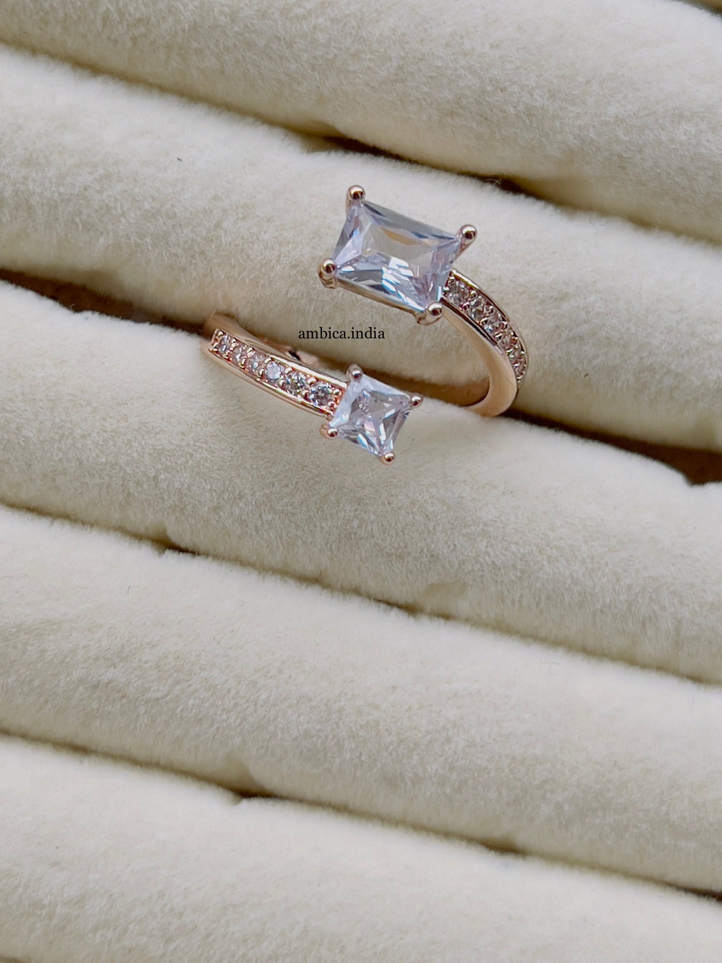 Cross white crystal adjustable ring