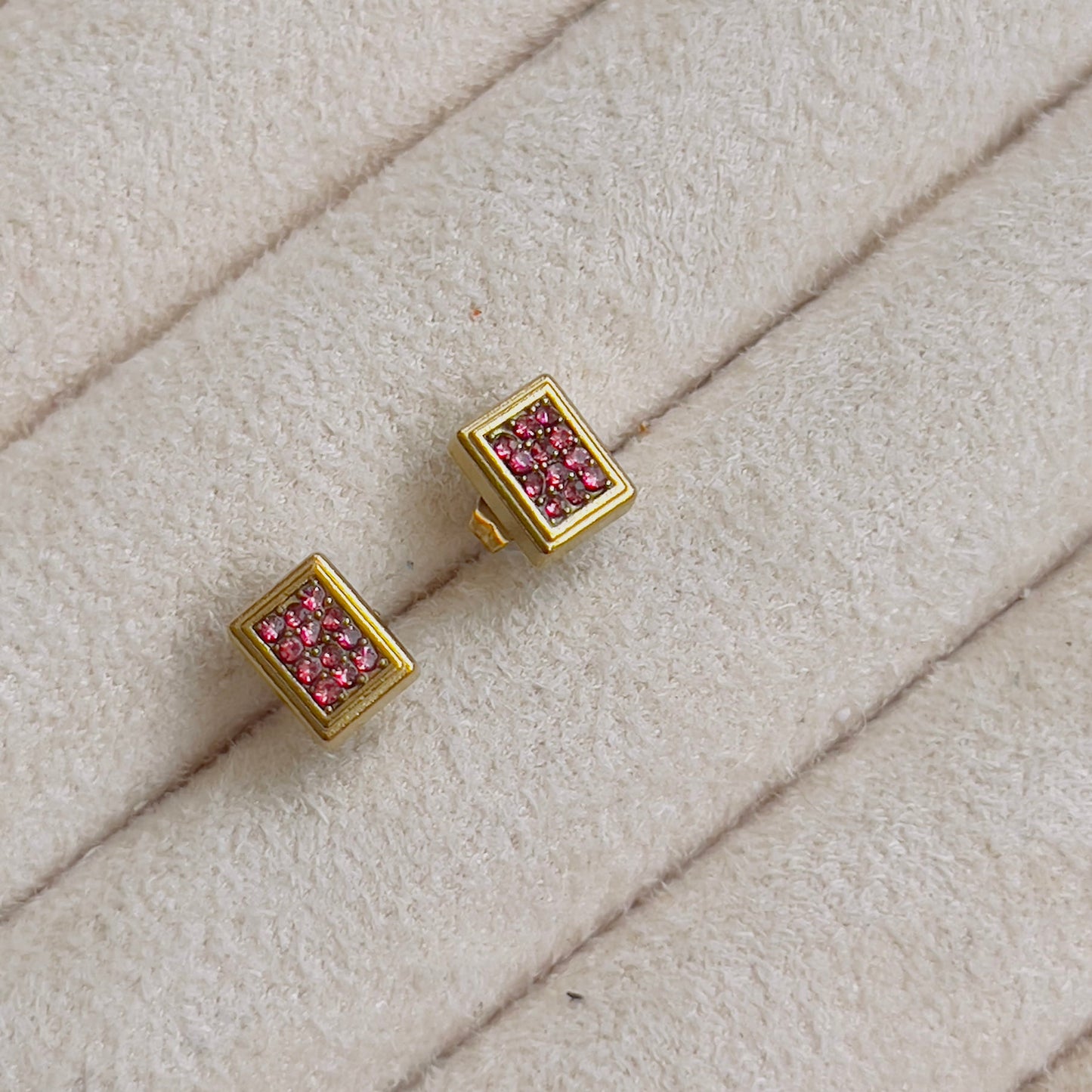 Studded pink crystal earrings