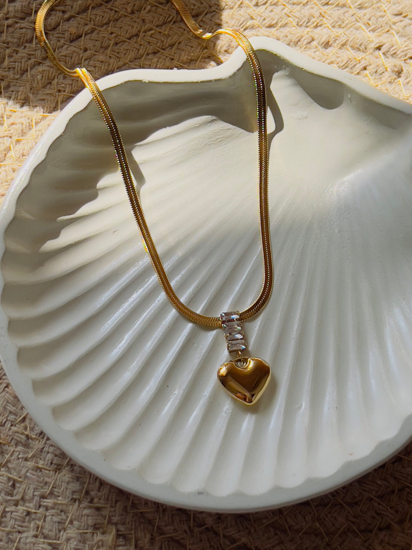 Heart With crystal snake chain necklace 2