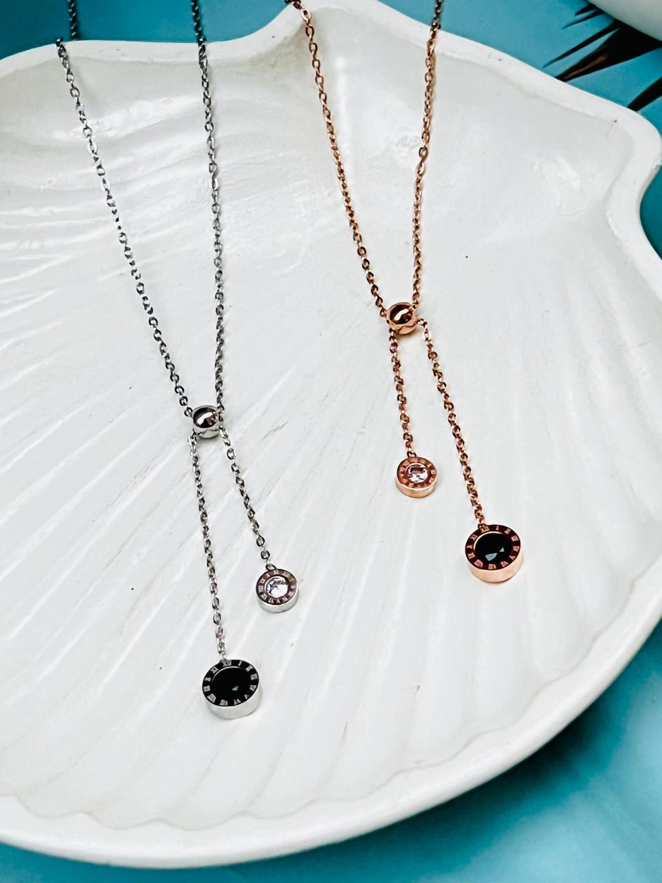 Roman Hanging Necklace - Rose gold, Silver