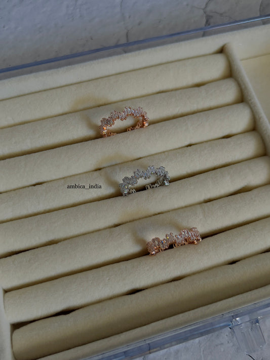 Crystal rectangle adjustable rings