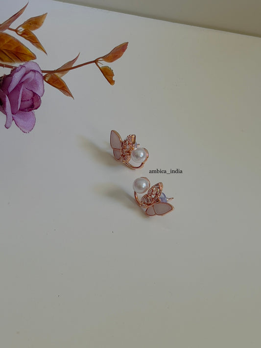 White Butterfly with Pearl earrings