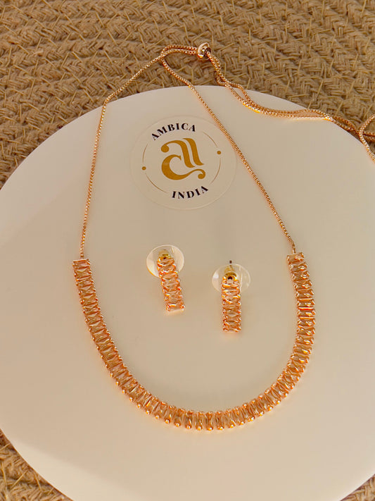 Tennis orange Choker With Earrings