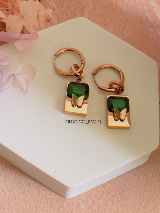 Butterfly green crystal earrings