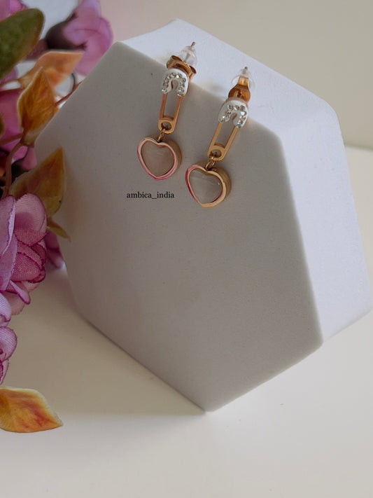 Light peach heart earrings