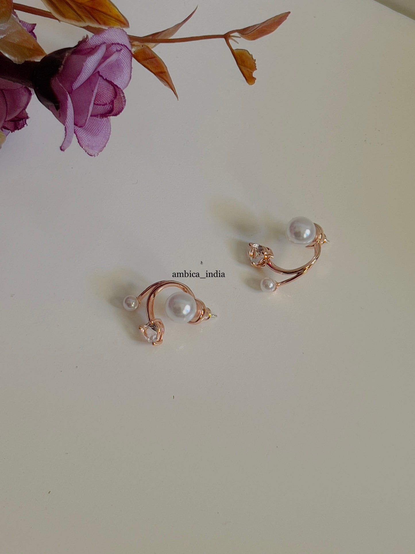 Crystal heart with Pearl earrings