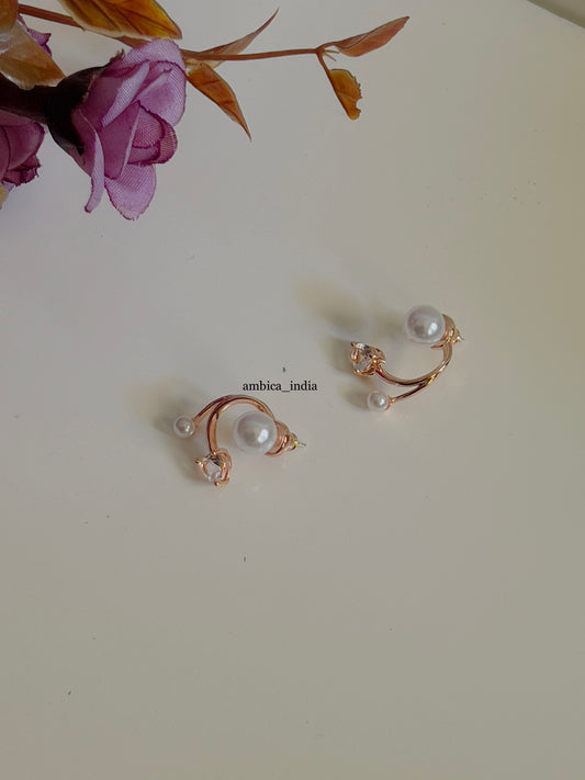 Crystal heart with Pearl earrings