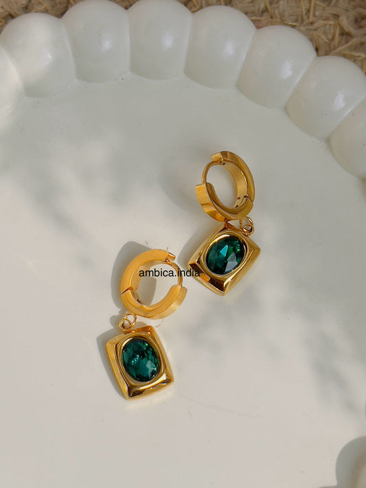 Green crystal earrings