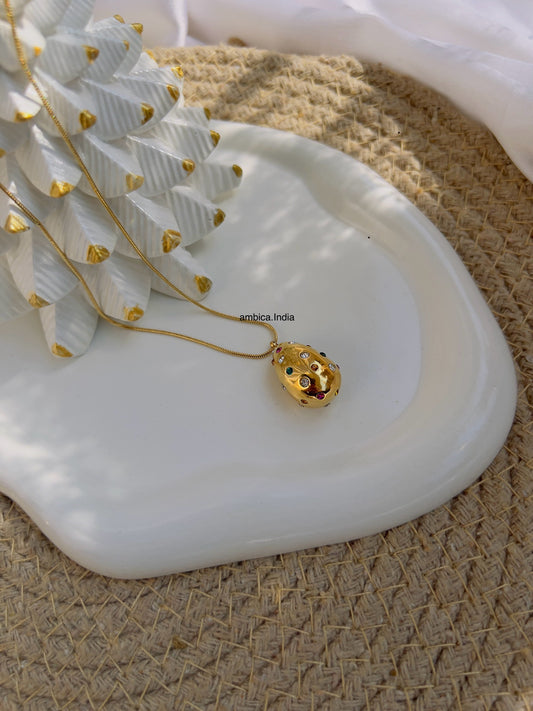 Multicolour drop necklace 18k gold plated t