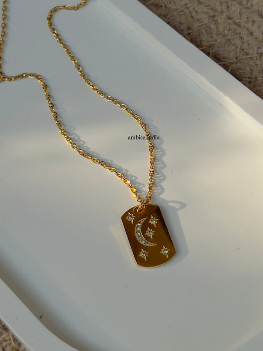 Moon star necklace 18k gold plated