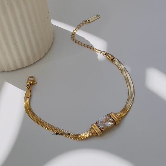 White crystal snake chain bracelet