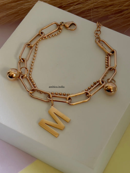 M link bracelet rose gold plated