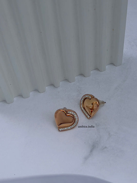 Heart studded line earrings