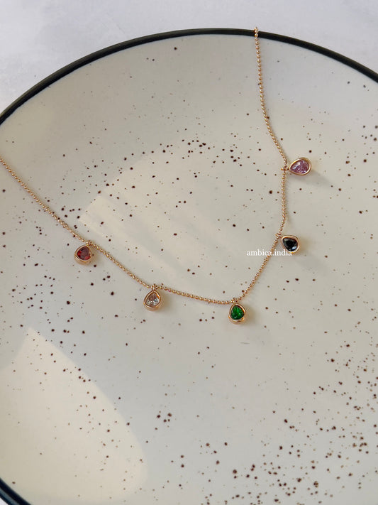 Multicolour drop necklace rose gold