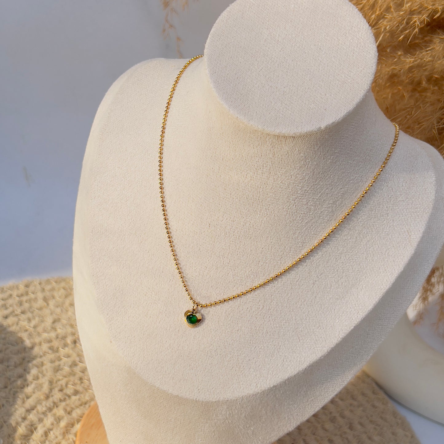 Small Green heart necklace