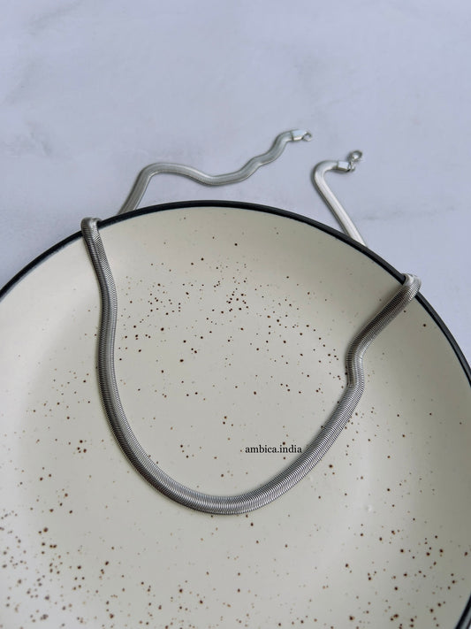 Thick silver long snake chain 1