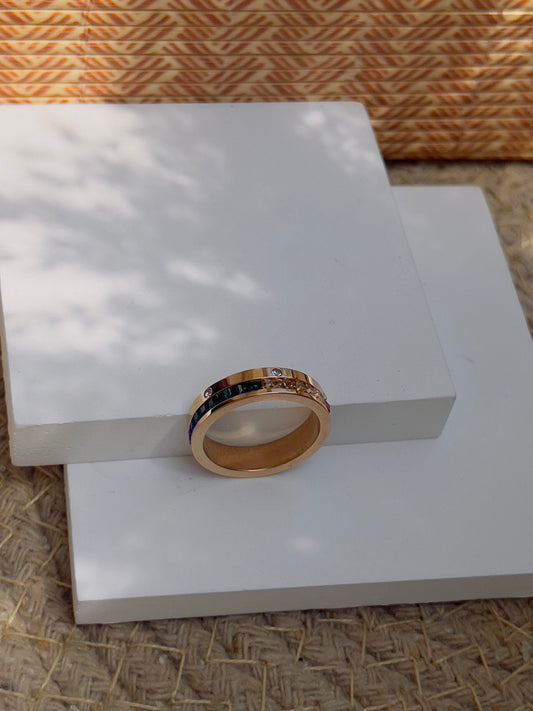 Multicolour crystal band ring
