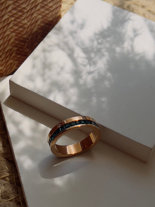 Green Crystal band ring