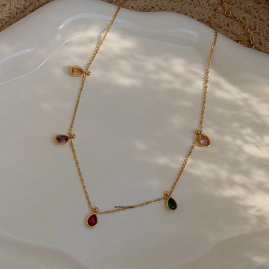 Multicolour Crystal drop necklace