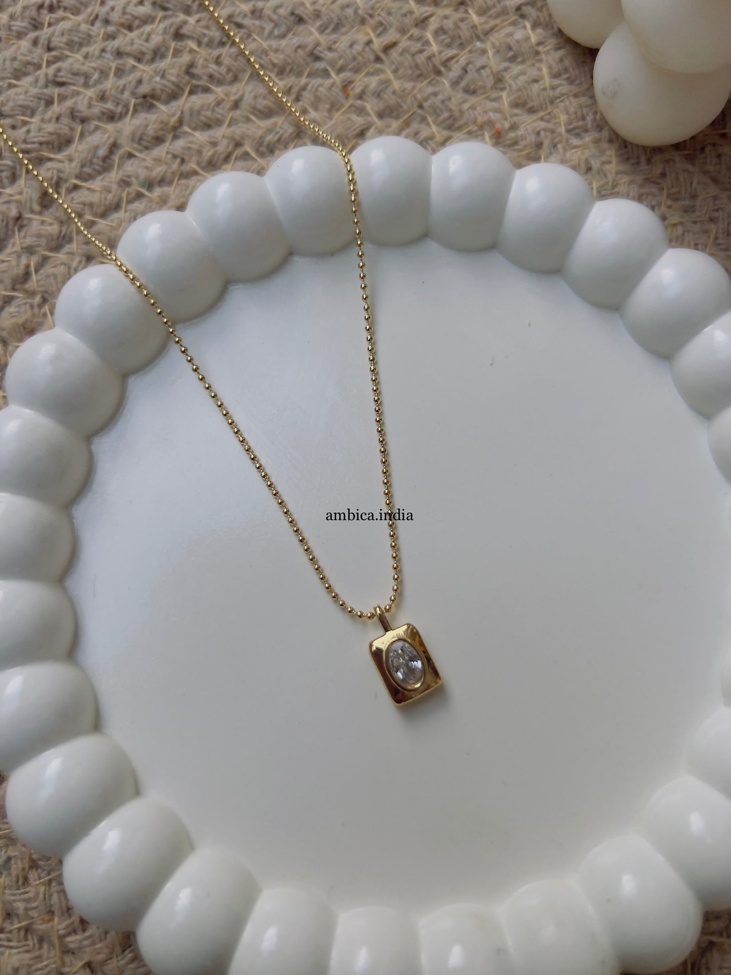 Square crystal 18k gold plated necklace