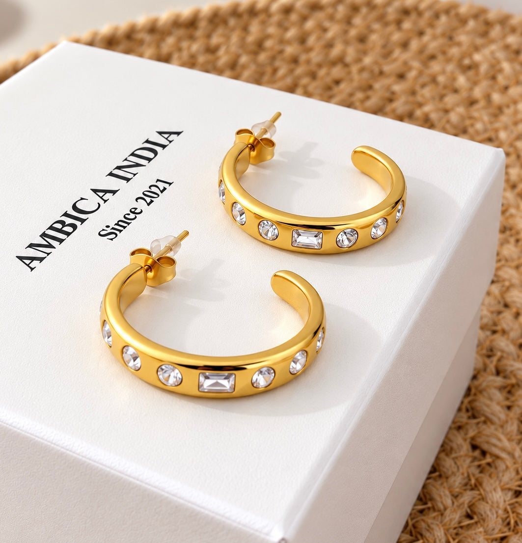 White crystal hoops