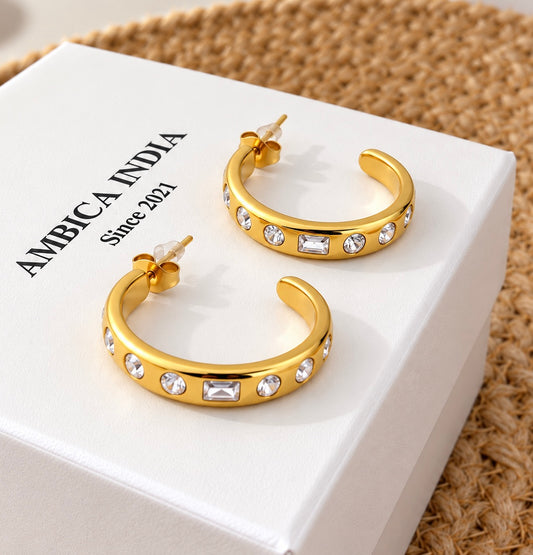 White crystal hoops