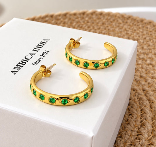 Green crystal hoops