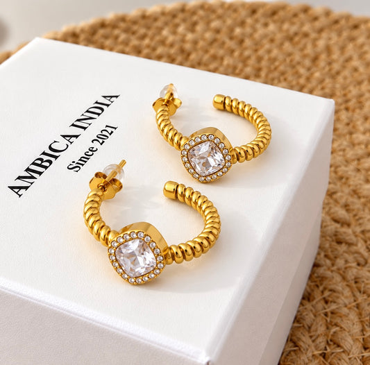 White crystal hoops