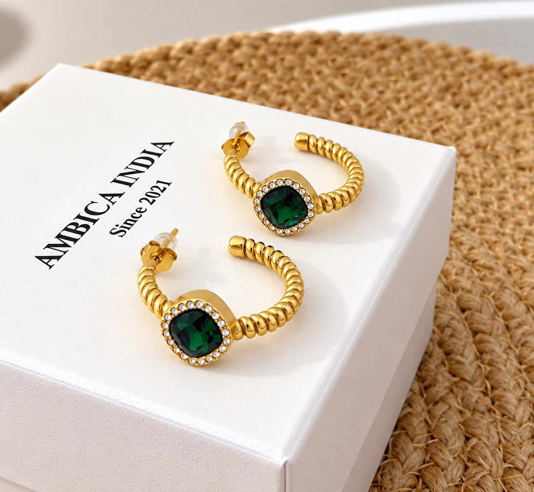 Green crystal hoops