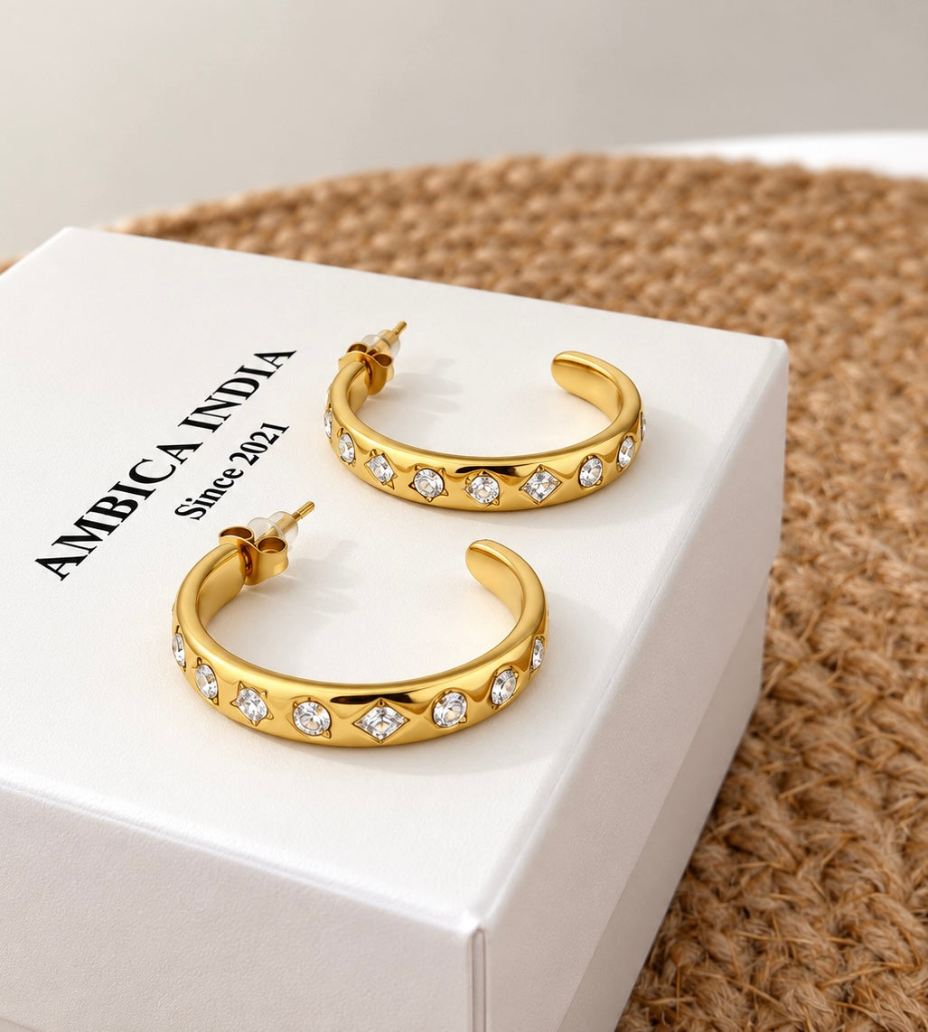 White crystal hoops