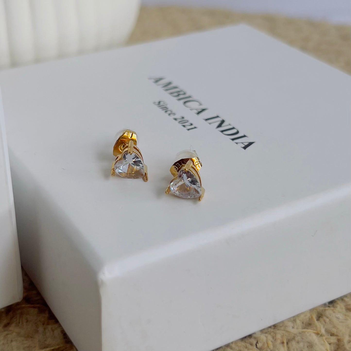 Tiny heart stud earrings