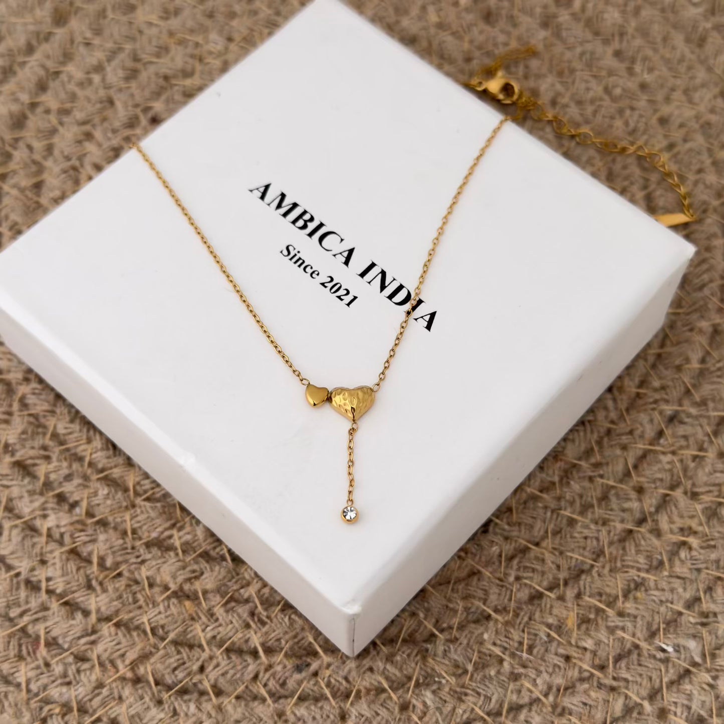 Twin Heart Drop Necklace