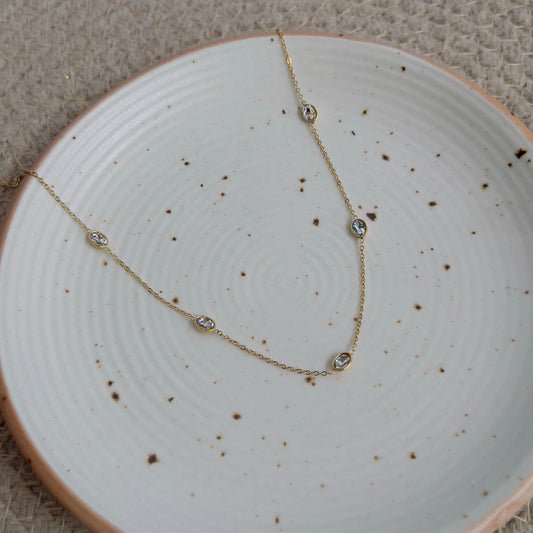 Oval White crystal necklace