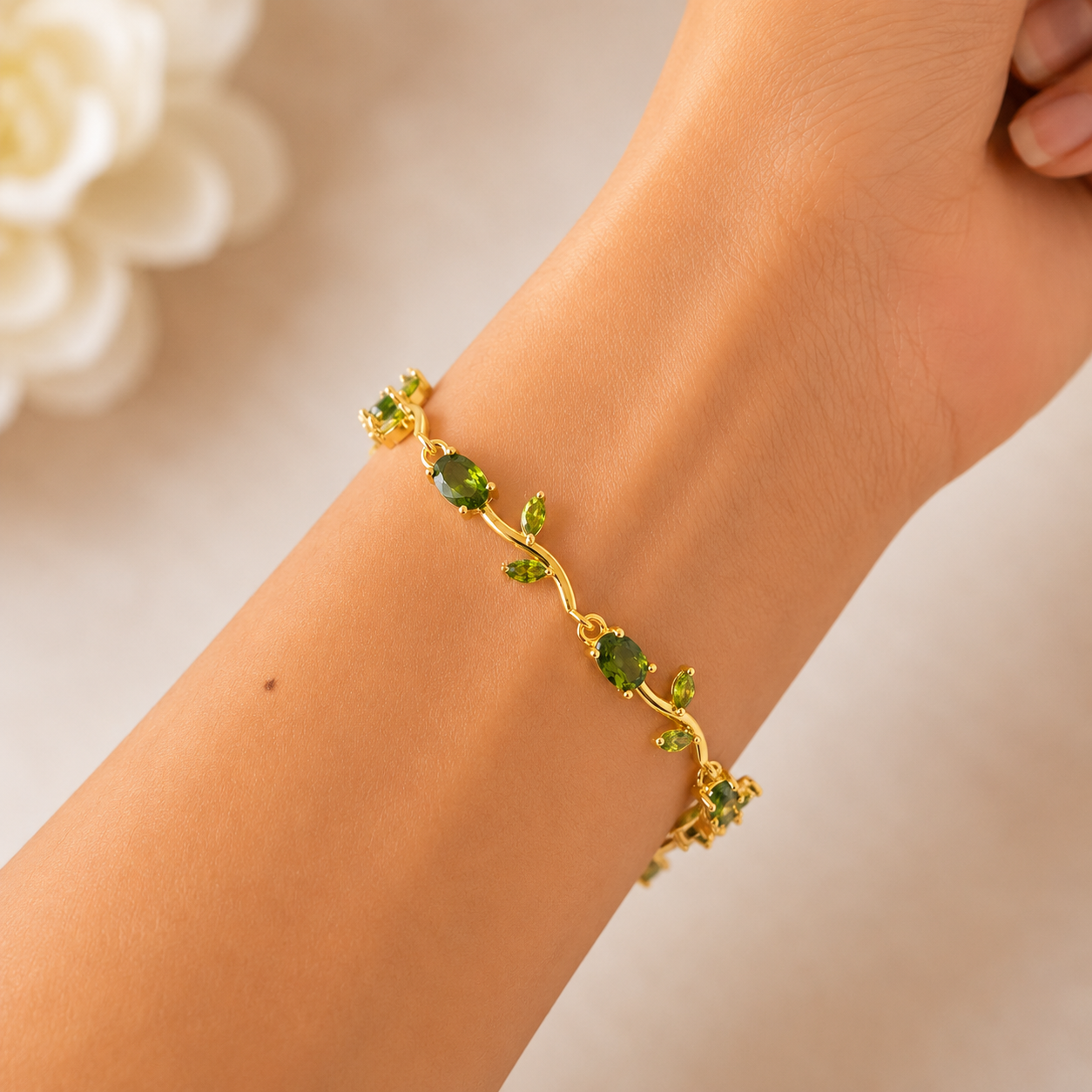 Olive green tulip bracelet