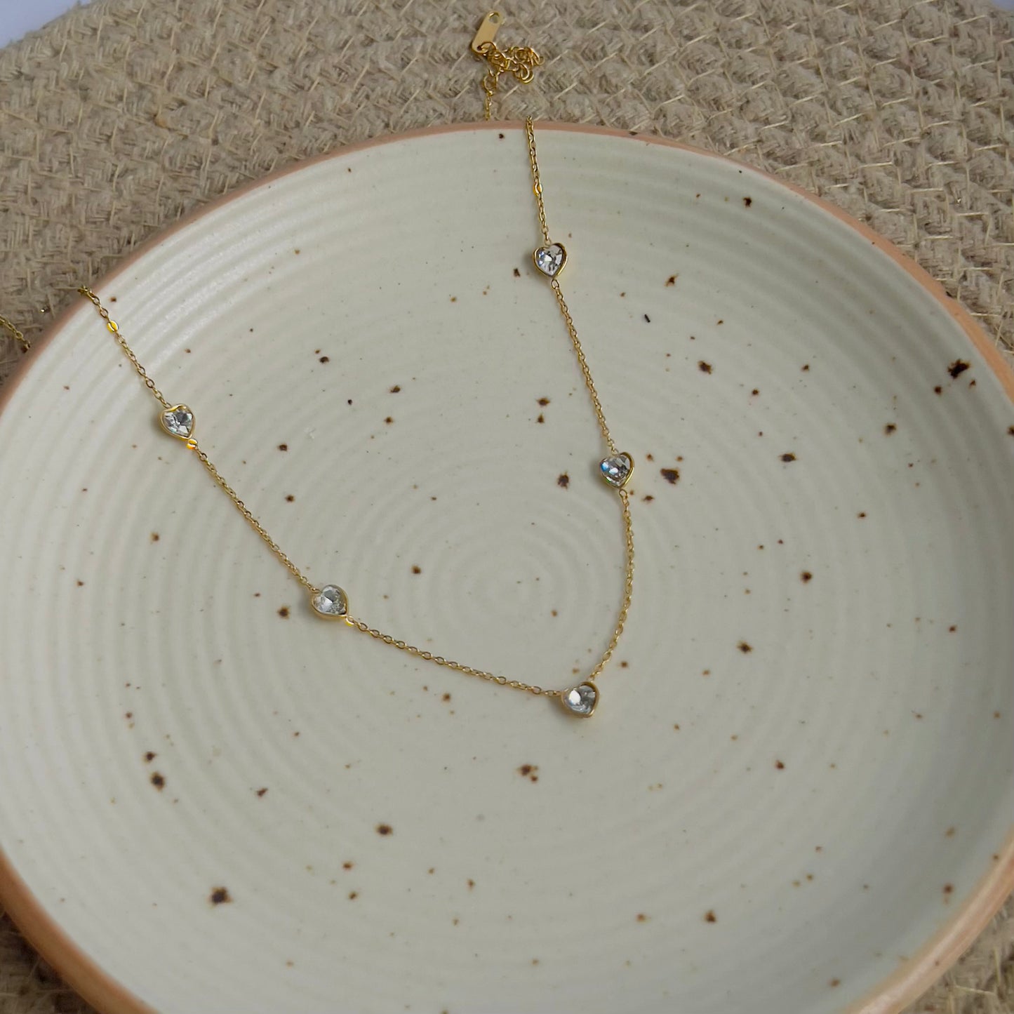 White heart crystal necklace