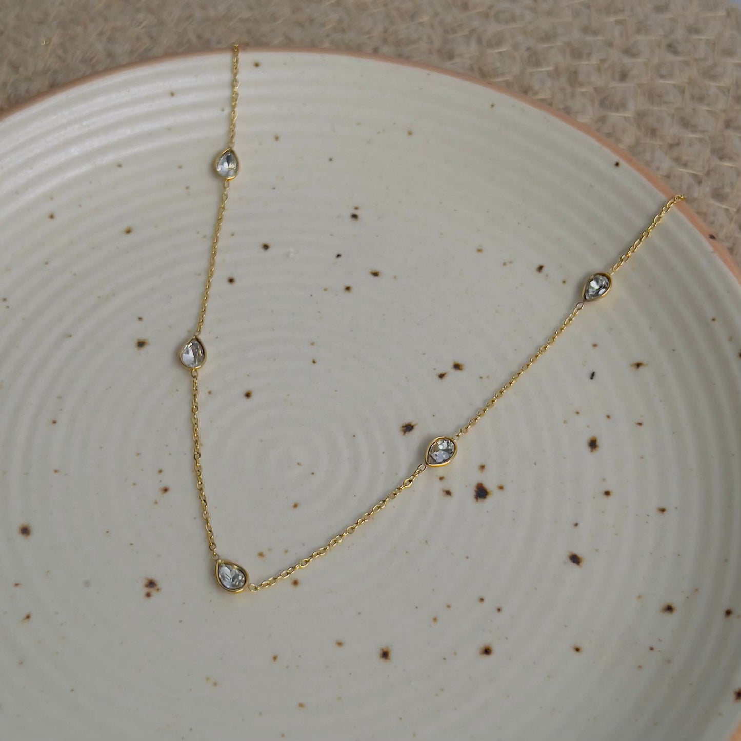 White drop crystal necklace