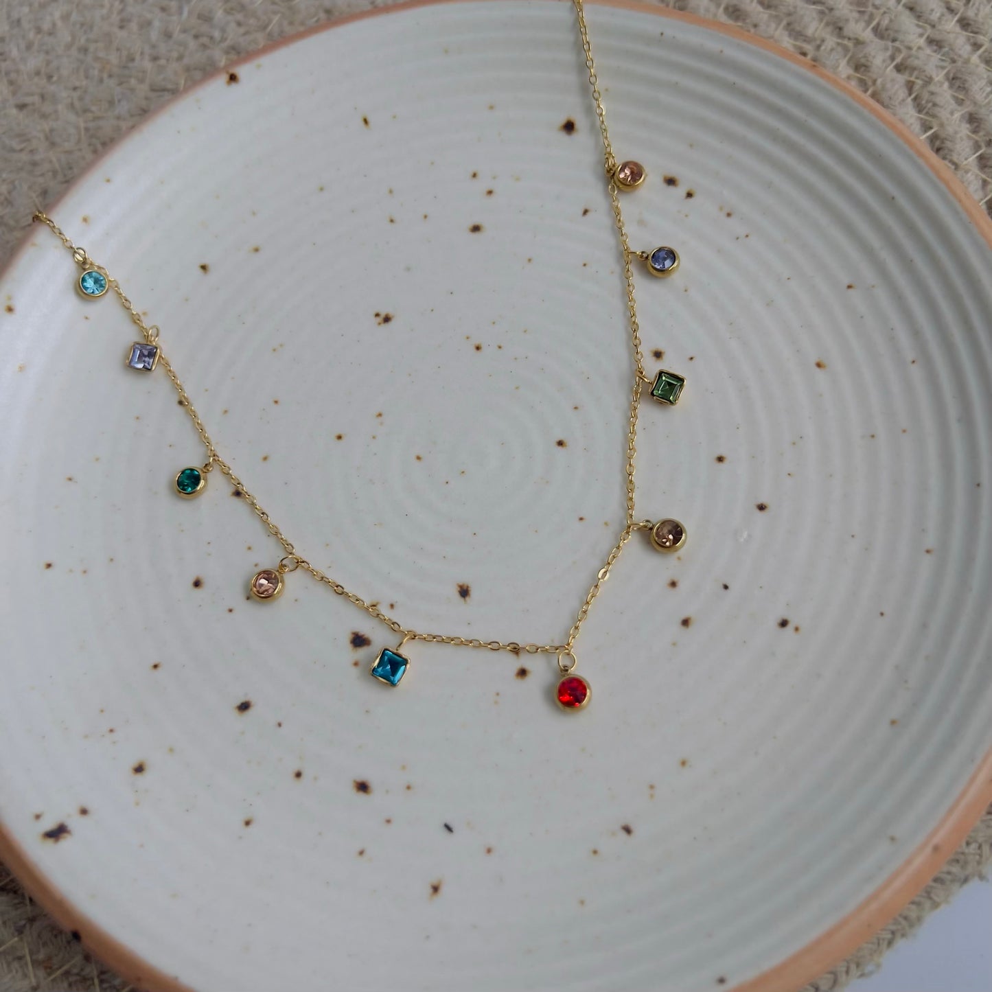 Multicolour crystal necklace