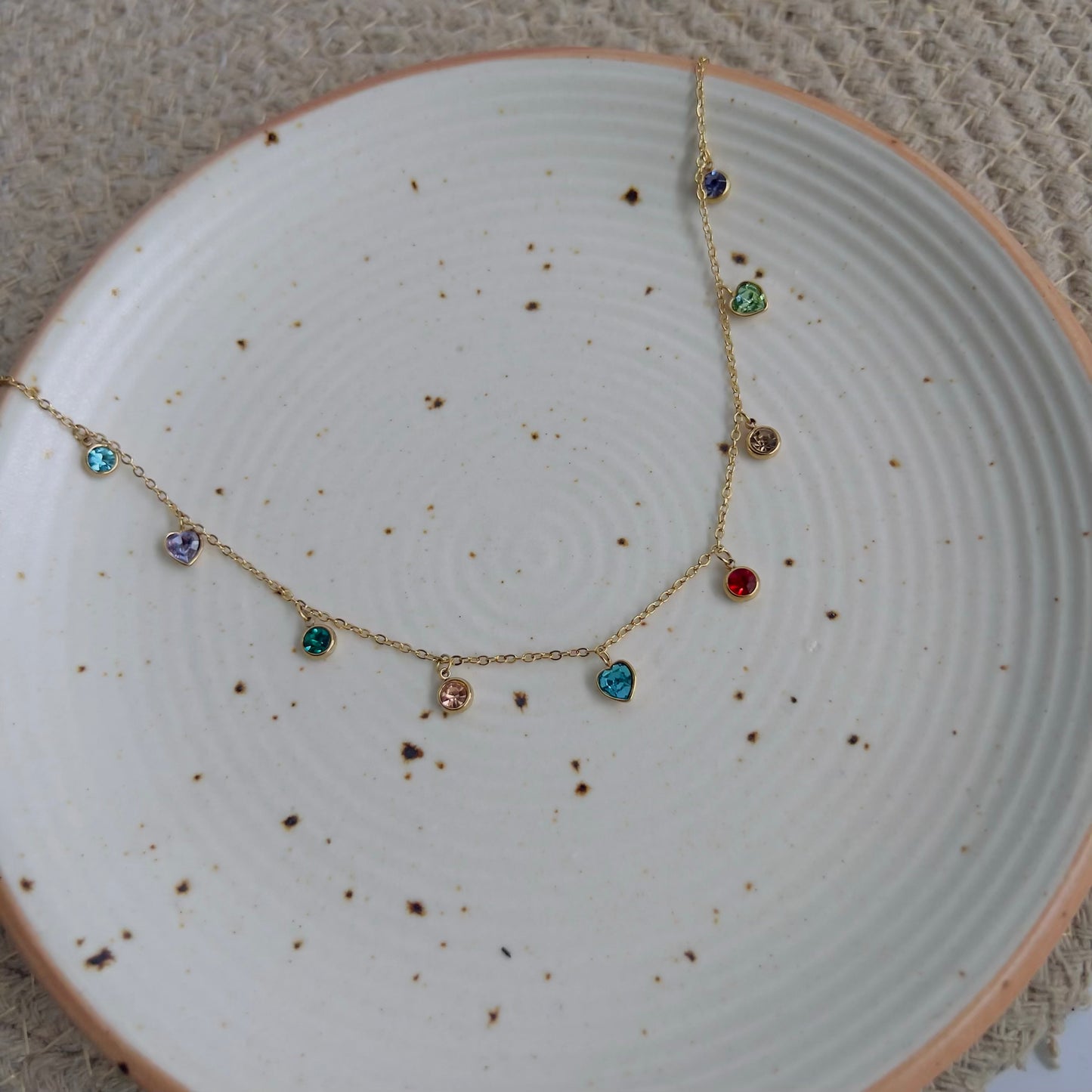 Multicolour heart with round necklace