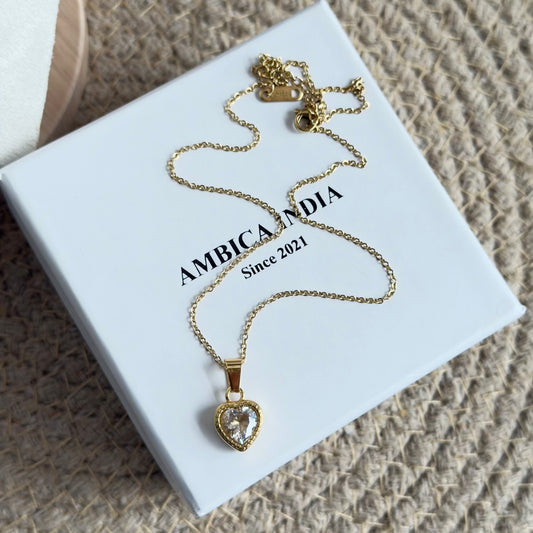 White Heart crystal necklace