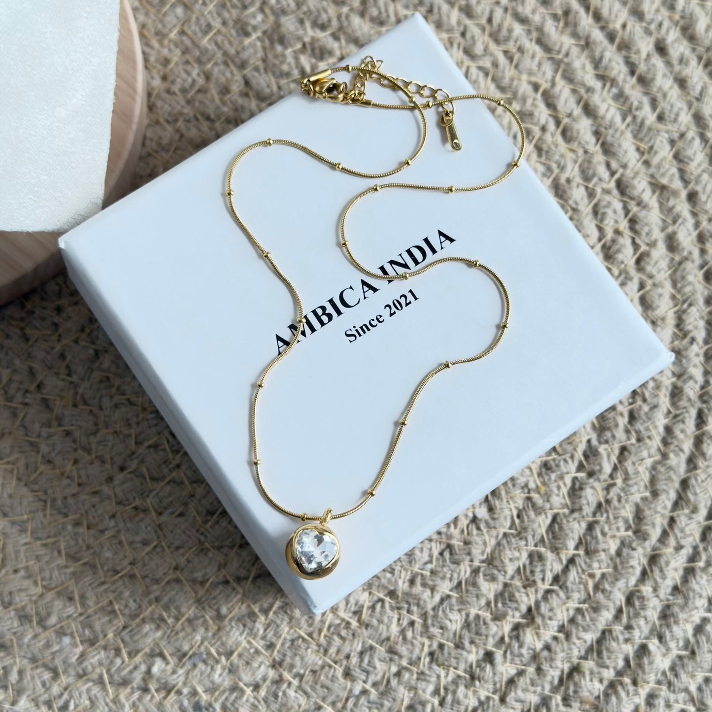 White Heart crystal necklace