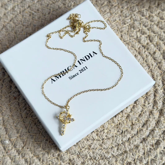 White crystal cross necklace