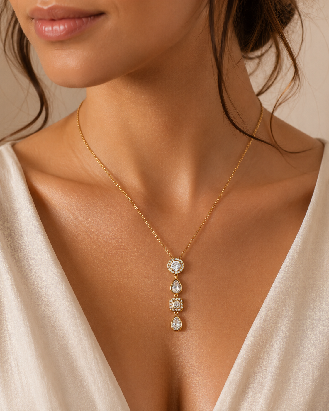 Luxe Halo Drop Necklace