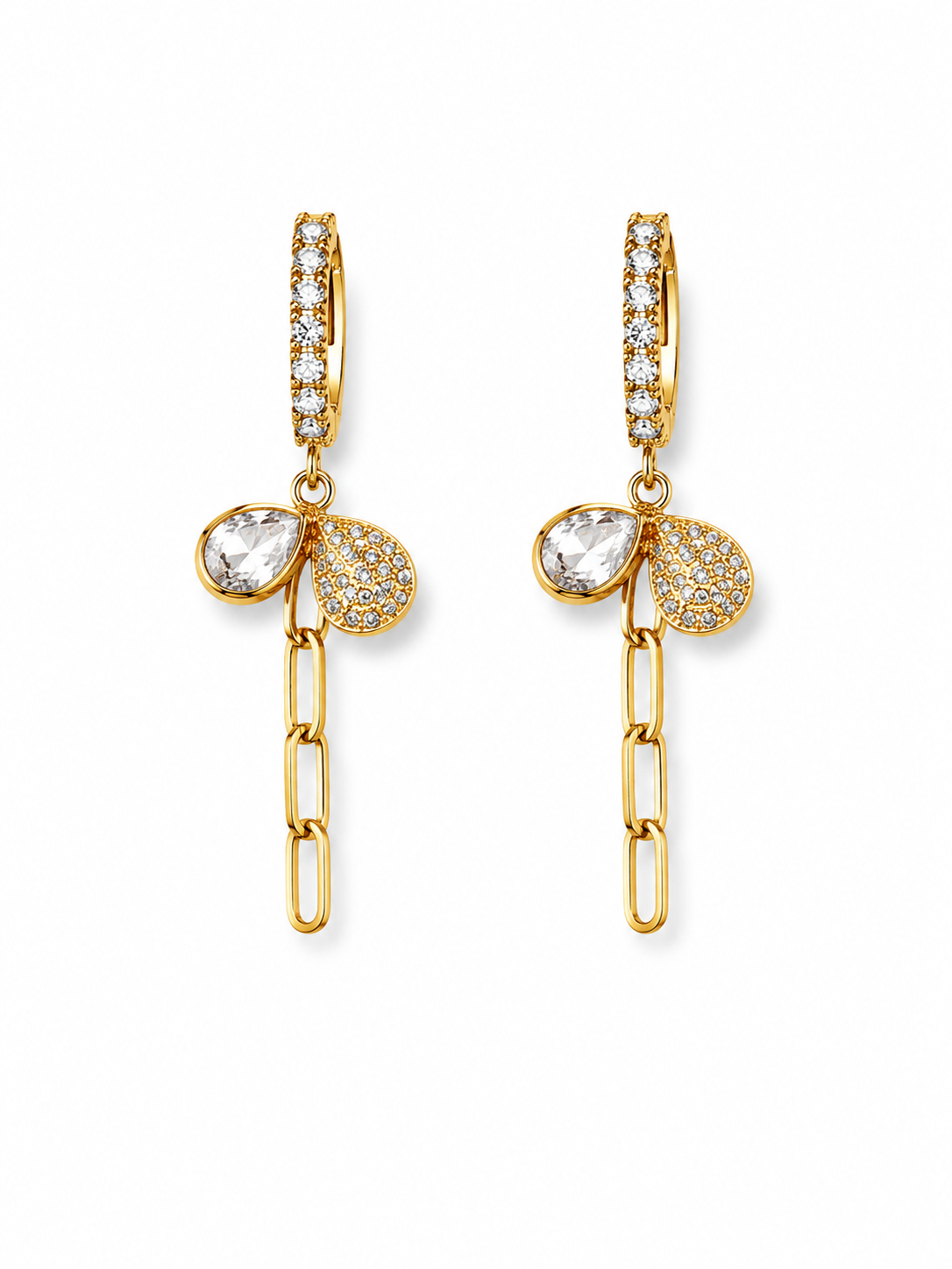 Crystal Leaf Chain Drops