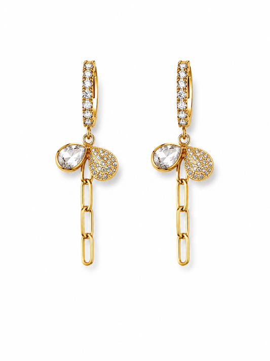 Crystal Leaf Chain Drops