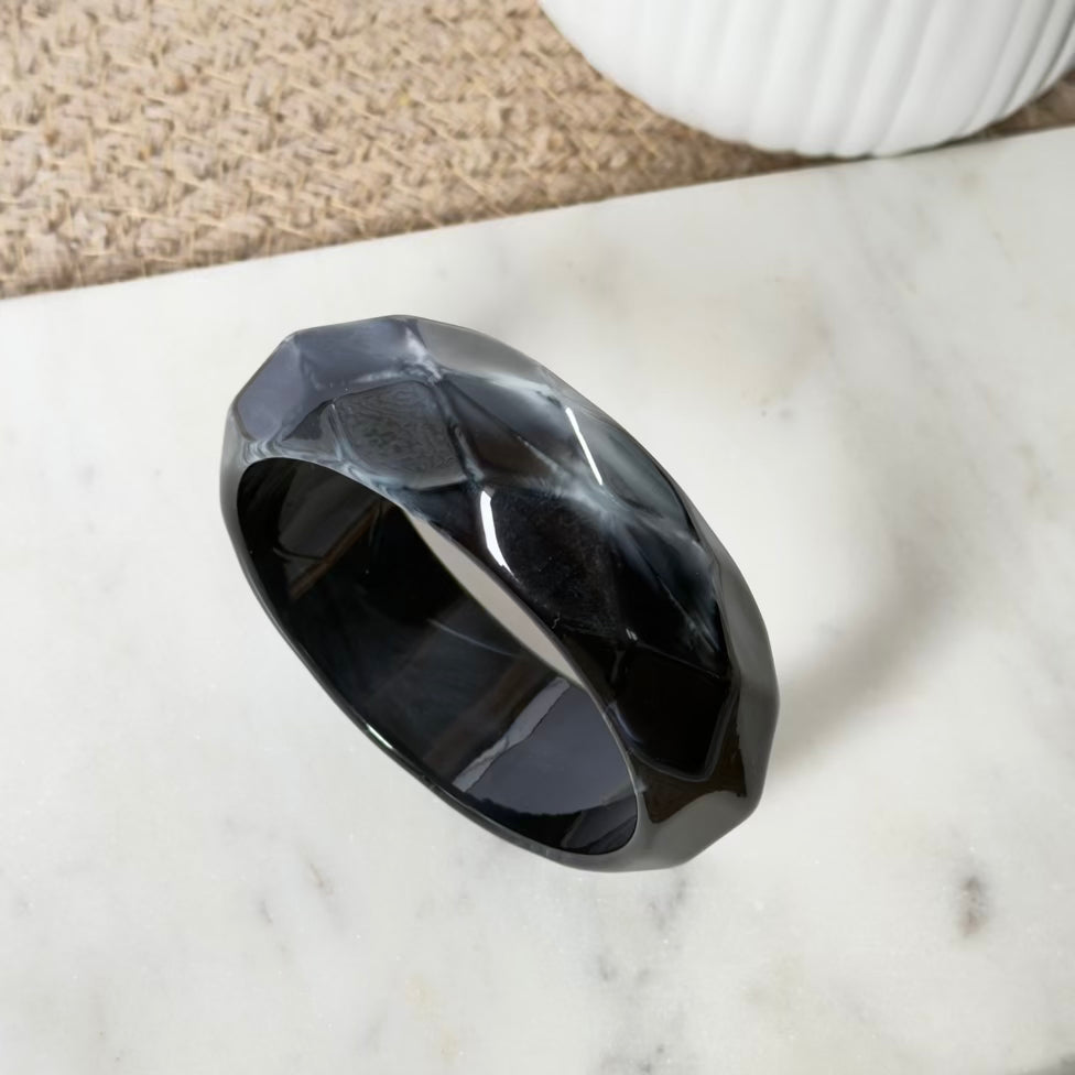 Black curve wave bangle – Ambica India